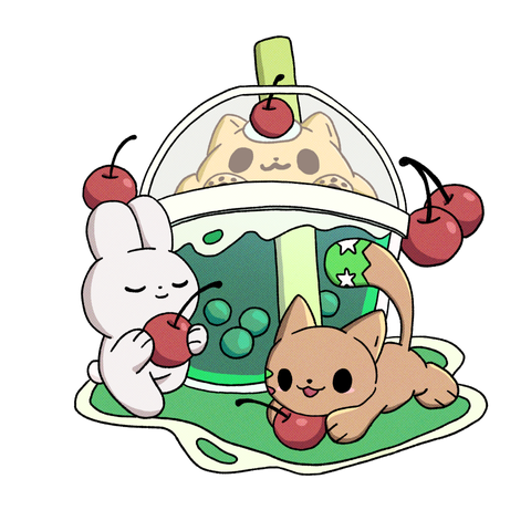 A collab illustration featuring characters from casey.jvh and MIF