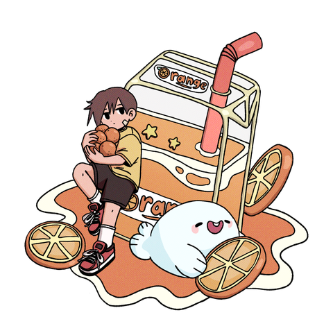 A collab illustration featuring characters from casey.jvh and MIF