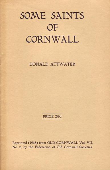 The front cover of the booklet Some Saints of Cornwall by Donald Attwater. Plain pale yellow with title in black.