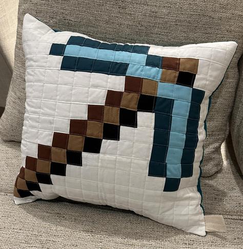 Quilted diamond pickaxe pillow
