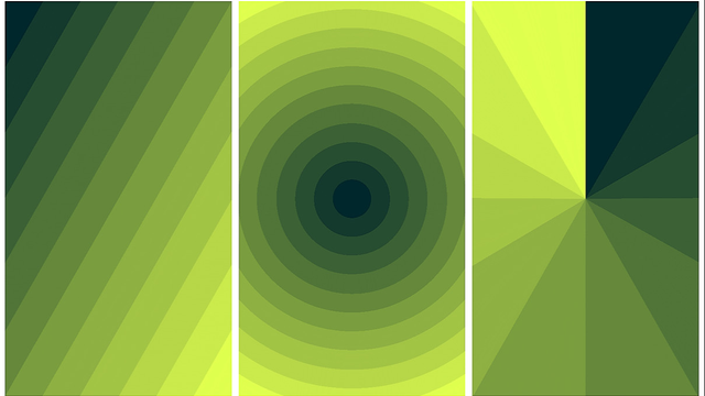 Different types of gradients (linear, radial, conic) turned stepped via a simple SVG `filter`.