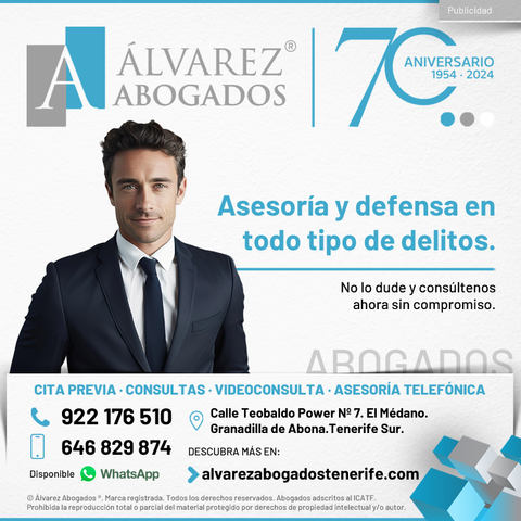 Asesoría y defensa en todo tipo de delitos. Asesoramiento jurídico y Defensa en Derecho Penal. No lo dude y consúltenos ahora sin compromiso. Delitos leves y graves. Abogados Penalistas en Tenerife Sur y Norte. Desde 1954 ofreciendo soluciones a los problemas de nuestros clientes. Asesoramiento jurídico y defensa legal en todo tipo de delitos, acorde a las necesidades de cada caso, trato personalizado y con gran habilidad técnica jurídica.
https://alvarezabogadostenerife.com/areas-derecho/derecho-penal/

#alvarezabogados #abogados #Tenerife #penal #derechopenal #penalistas #delitos #justicia #derecho 

