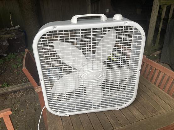 A box fan that I fixed.