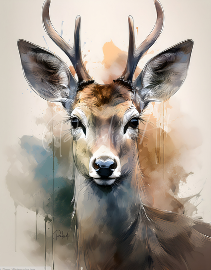 The eyes of a deer inkwash