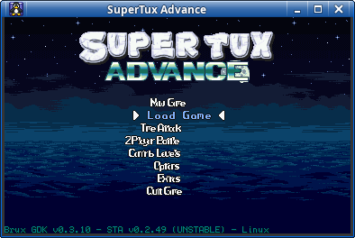 A screenshot of SuperTux Advance with dynamic-width fonts being smashed together.
