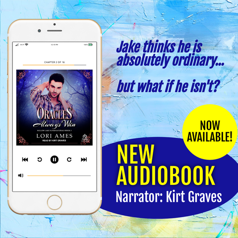 Image shows the audiobook of Oracles Always Win (Willow Lake Supernatural #3). Text reads: Jake thinks he is absolutely ordinary... but what if he isn't? 
New Audiobook. Now Available. Narrator: Kirt Graves