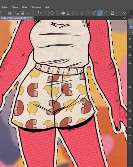 A close up of Blake's chick magnet shorts from the cover of the next Pink Sugar book.