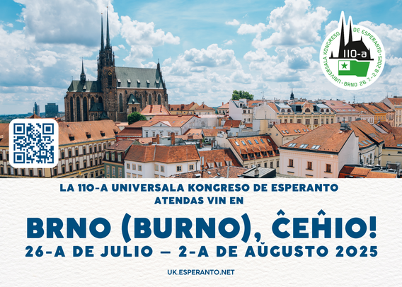 La 110- Univrsala Kongreso de Esperanto Brno. Ĉeĥio, 26-de Julio -2-a de Aŭgusto 2025