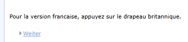 Screenshot von der Terminbuchungsseite der Botschaft mit dem Hinweis (in französischer Sprache): "Für die französische Version klicken Sie bitte auf die britische Flagge."