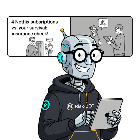 🚨 4 Netflix-Abos vs. dein Überleben: Versicherungs-Check! 🚨
#Versicherungspakete #RiskBOT #Finanzen #GenerationZ #Spartipps #Cyberversicherung #GigEconomy #Cashback #OnlineVersicherung #Humor
https://risk-bot.de/blog/versicherungs-fail-riskbot/
