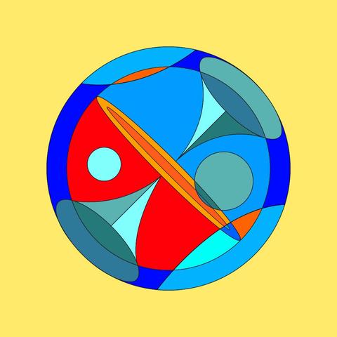 A colorfoul sphere by the artist Lucas Saenger, with transparency and bold colors.