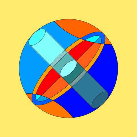 A colorfoul sphere by the artist Lucas Saenger, with transparency and bold colors.