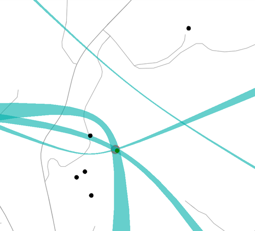 A map showing some areas and dots. The toot has more info about what they mean.