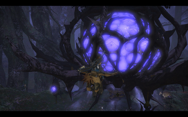 Screenshot of FFXIV, our hero exploring the Sylphlands.