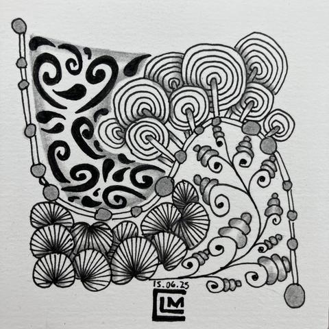 Finished tile with black ink and graphite shading