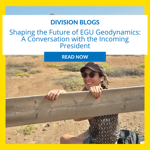 Image description: Image of Professor Laetitia Le Pourhiet , with text reading: " Shaping the Future of EGU Geodynamics: A Conversation with the Incoming President". Read more.