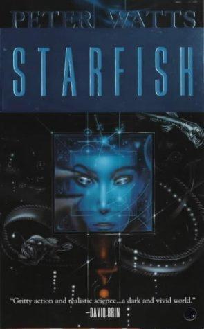 Cover of Peter Watts sci fi book Starfish showing a woman with white eyes, no pupils.