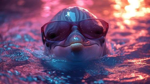 an ambassador dolphin with sunglasses made with AI, but DL not create