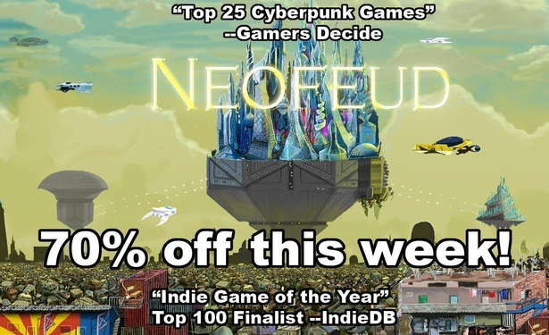 Neofeud 70% off this week over Neofeud title screen