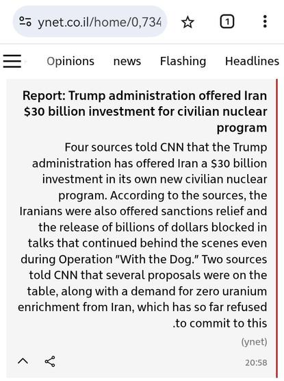 Report: Trump administration offered Iran $30 billion investment for civilian nuclear program

Four sources told CNN that the Trump administration has offered Iran a $30 billion investment in its own new civilian nuclear program. According to the sources, the Iranians were also offered sanctions relief and the release of billions of dollars blocked in talks that continued behind the scenes even during Operation "With the Dog." Two sources told CNN that several proposals were on the table, along…
