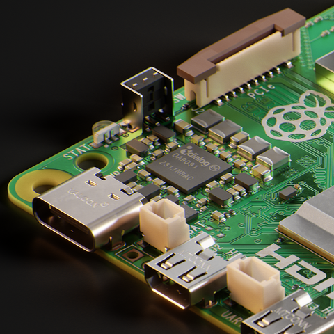 CGI / 3D Image of an raspberry pi.