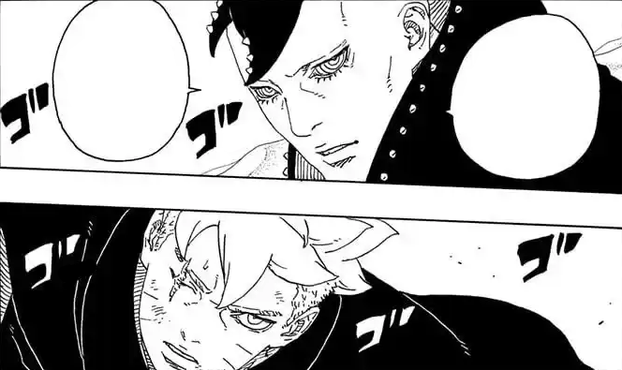 Jura and Boruto from the manga series Boruto: Two Blue Vortex Chapter 23.