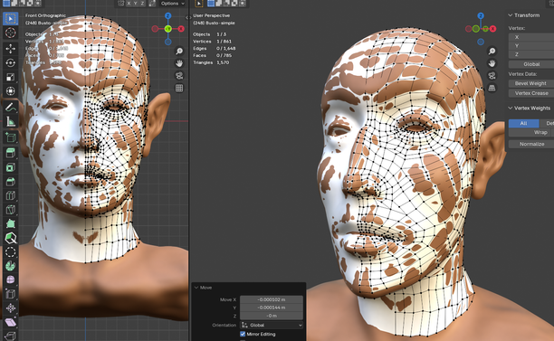 Wrapping the retopology to the sculpted woman head.