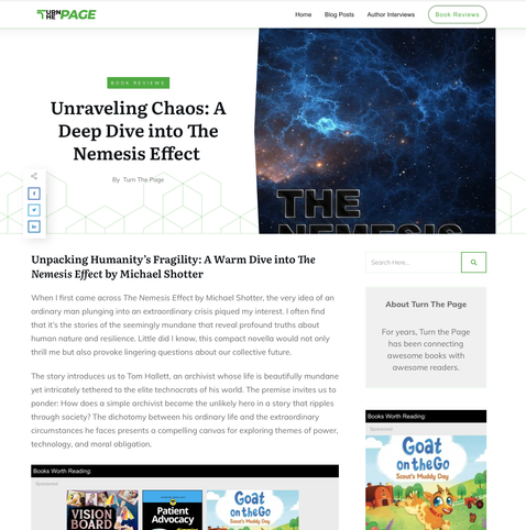 An excerpt from Turn The Page's review of Michael Shotter's book "The Nemesis Effect"