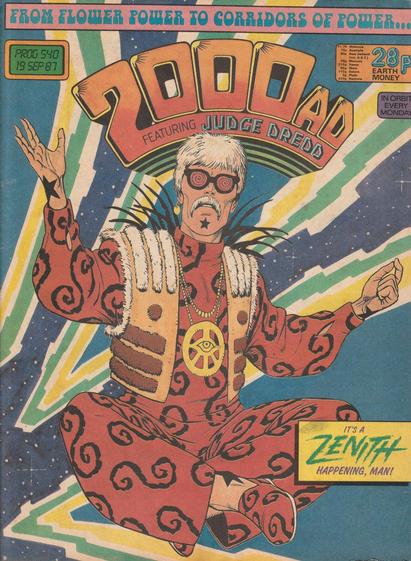 The front cover of 2000AD Prog 540 for 19 September 1987, featuring cover art by Steve Dillon of Mandala, aka Peter St John, from Zenith.