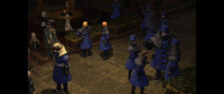 Screenshot of FFXIV, depicting the forming of the Crystal Braves, a new unified Grand Company of Eorzea.