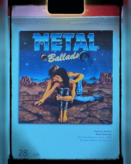 Abreißtageskalender von seltmann mit dem Kalenderblatt des Vinyl-Covers der LP "Metal Ballads Vol. 1" (1988) von Various Artists