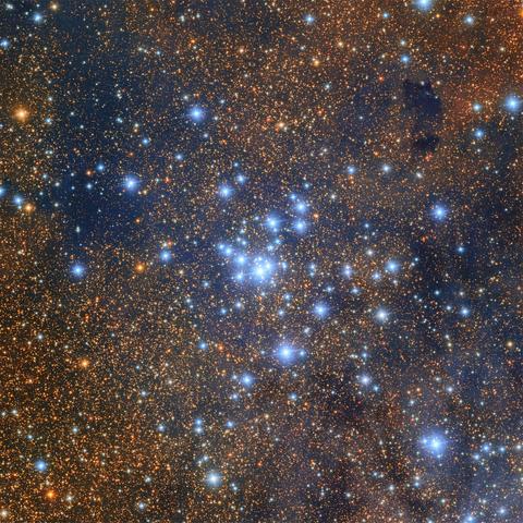 A colorful picture capturing a cluster of stars
