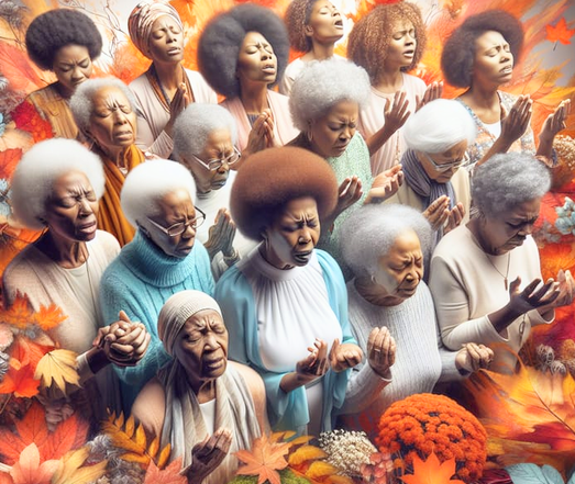 Many many people praying 