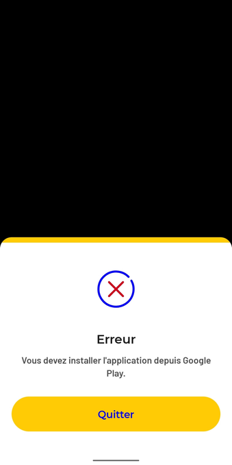 message d'erreur lors de l'ouverture de l'app "identité numérique" de la poste indiquant qu'il faut l'installer avec google play  services.