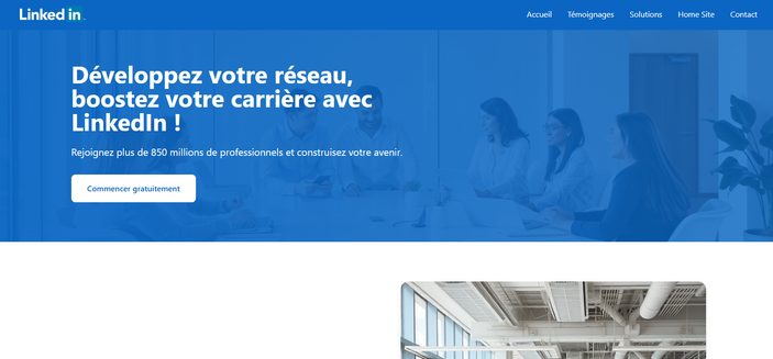 Une page simple a propos de linkedin 