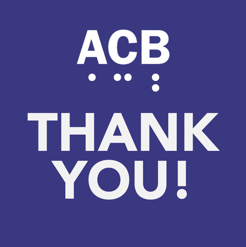 Graphic of the ACB logo on a purple background with the text THANK YOU in large, bold lettering. 