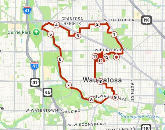 Map of a bike ride.