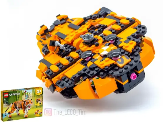 LEGO Millennium Falcon made out of set 31129, "Majestic Tiger" - back view, featuring the butthole of course