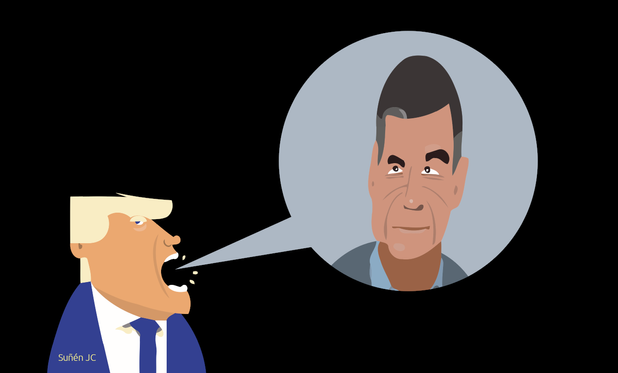 Donald Trump y Pedro Sánchez. Caricatura de Suñén JC.