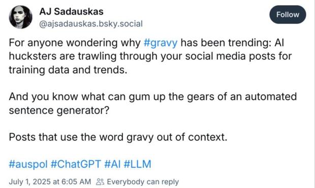 the text is in the body of the toot. am posting the screenshot because someone should be dragged for those awful BlueSky links; and they do not render into embedded postcards at mastodon.social. so, fuck it, let’s get gravy and screenshot that ish