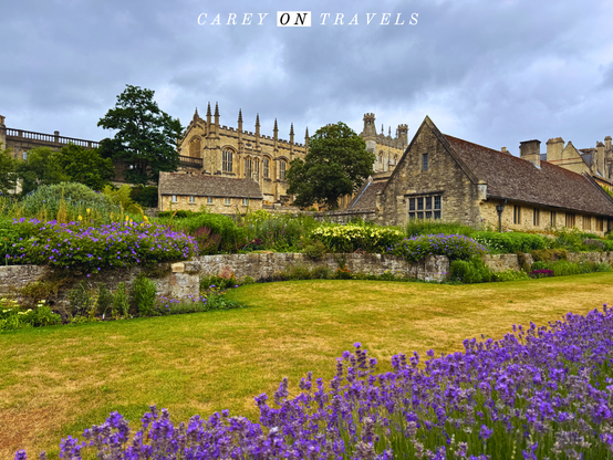Christchurch College in Oxford with rows of lavender