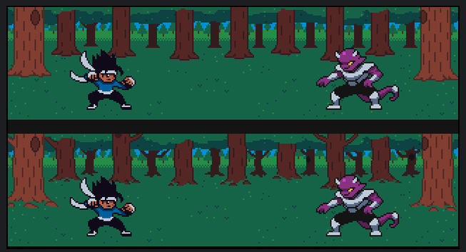 Old forest arena on top, newer forest arena on the bottom. The main difference is that the trees look nicer.