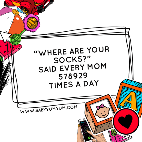Socks are either mismatched or missing, there is no in-between. 🧦😆 #BabyYumYum #BYY #MomLife #ParentingHumor #MomQuotes #RelatableParenting #SockHuntChronicles #MomTruths #LifeWithKids #DailyStruggles