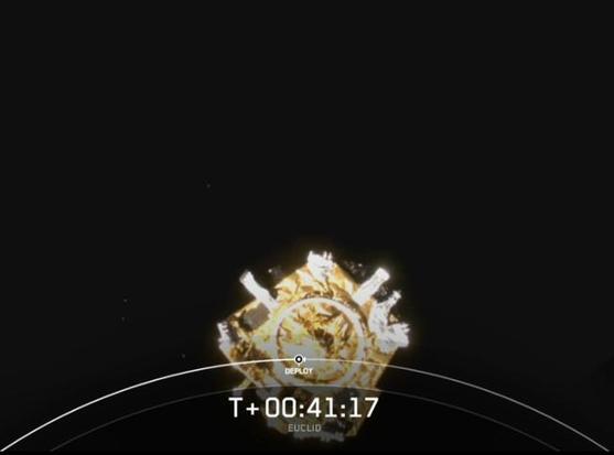 Last image of the Euclid satellite, taken from the 2nd stage camera. Credit: SpaceX