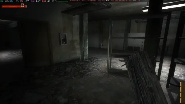 El videojuego Condemned: Criminal Origins ejecutado en Linux con el Proton de CachyOS y de forma nativa en Wayland.