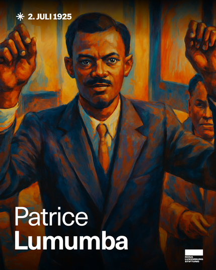 Sharepic mit einer Illustration von Patrice Lumumba und dem Text: 2. Juli 1925. Patrice Lumumba.
