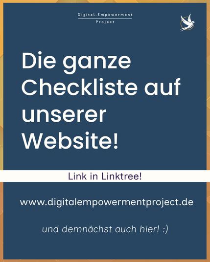 Die ganze Checkliste auf unserer Website und demnächst auch hier!