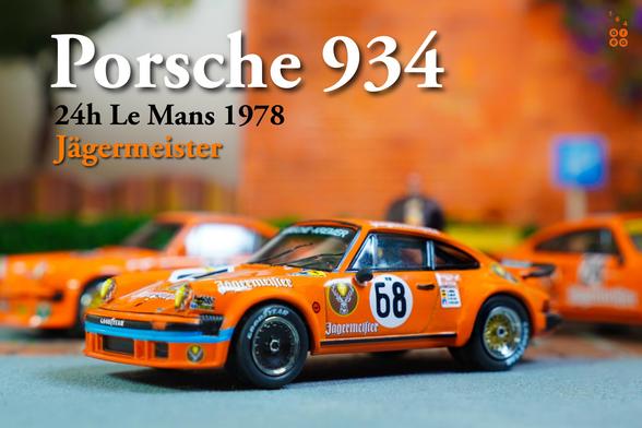 A left side of Porsche 934, 24h Le Mans 1978 on Jägermeister livery in 1:64 scale on AREA 164