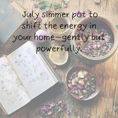 simmer pot, tea, and journal