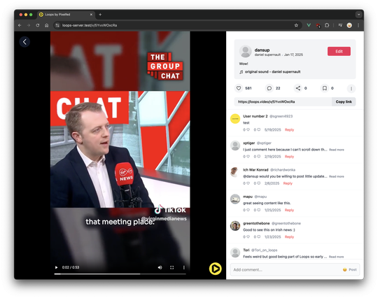 Loops video screenshot in light mode